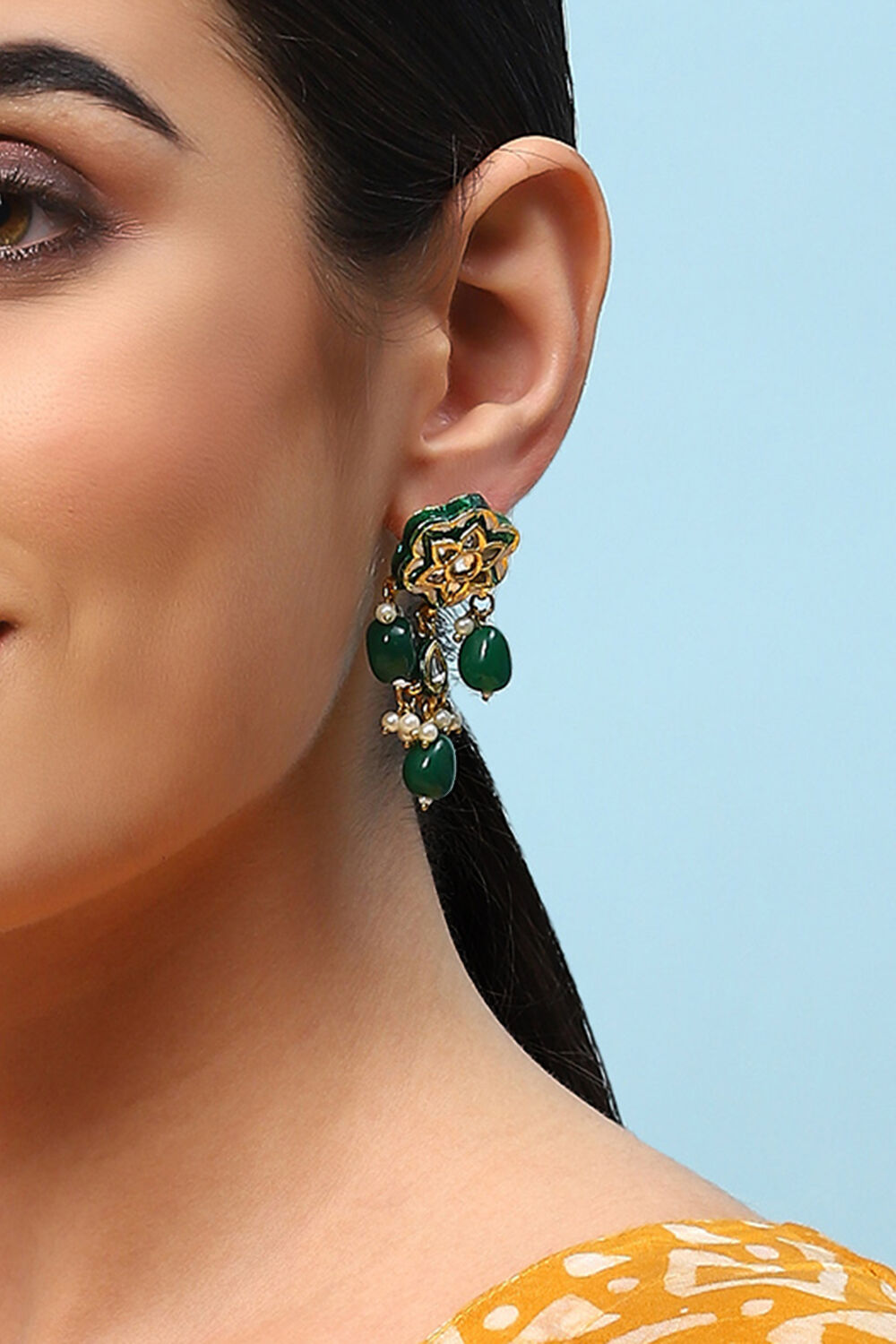 Green Brass Earrings image number 1