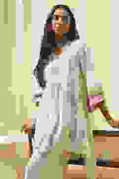 Off-White Cotton Asymmetric Co-ord Set image number 7