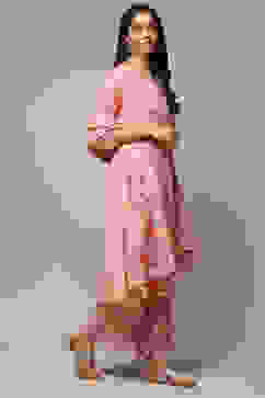 Pink Rayon Straight Kurta Palazzo Suit Set image number 6