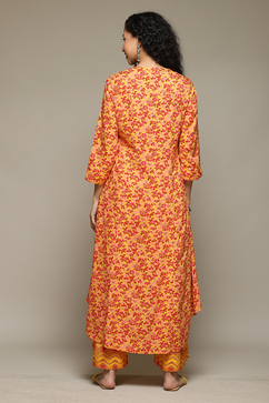 Mustard Rayon Straight Kurta Palazzo Suit Set image number 4
