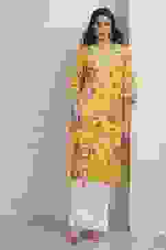 Yellow Viscose Rayon Straight Kurta image number 0