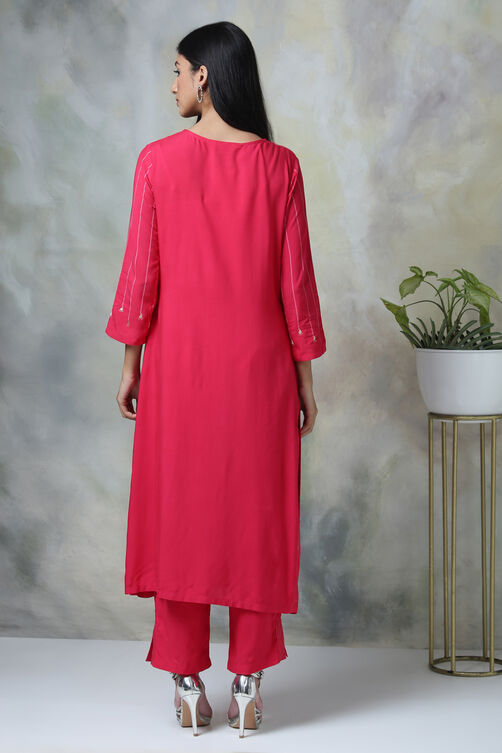 Blue Rayon Straight Kurta Pants Set image number 6