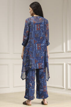 Blue Asymmetric Printed Co-ord Set image number 4