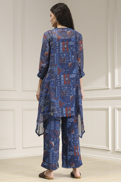 Blue Asymmetric Printed Co-ord Set image number 4