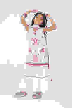 White Cotton Printed Straight Suit Set image number 0