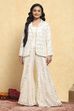 White Viscose Rayon Embroidered Straight Suit Set image number 6