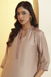 Beige Viscose Silk Straight Kurta image number 1
