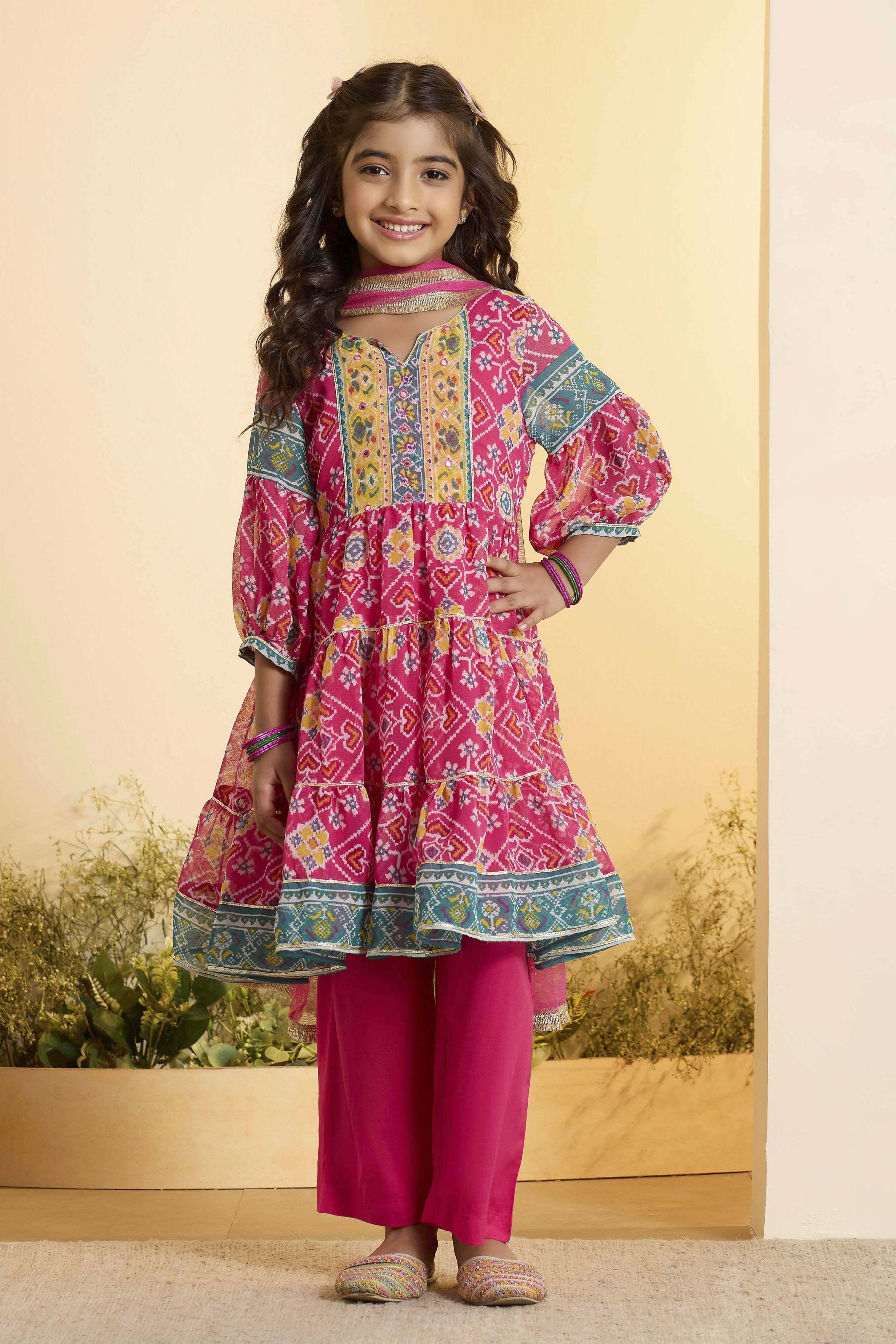Pink Printed Anarkali Kurta Set image number 6