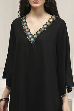 Black Viscose Rayon Relaxed Solid Suit Set image number 1