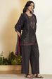 Black Viscose Blend Printed Straight Kurta Set image number 5