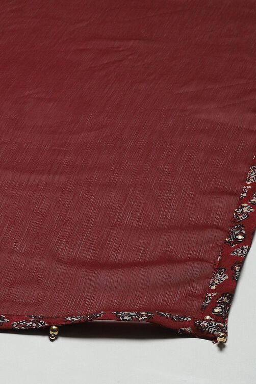 Maroon Cotton Printed Suit Set image number 3
