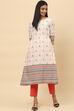 Off White Cotton A Line Kurta image number 0