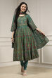 Off White Cotton Anarkali Printed Lehenga Set image number 0