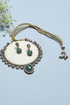 Green Brass Necklace Set image number 0