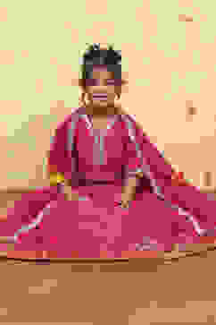 Pink Polyester Yarndyed Fitted Lehenga Set image number 0