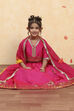 Pink Polyester Yarndyed Fitted Lehenga Set