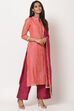 Rani Pink Embroidered Easy Stitch Suit Set image number 3