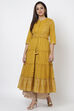 Rust Cotton Flared Printed Kurta image number 3