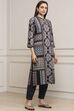 Black Polyester Printed Straight Kurta Pants Set image number 5