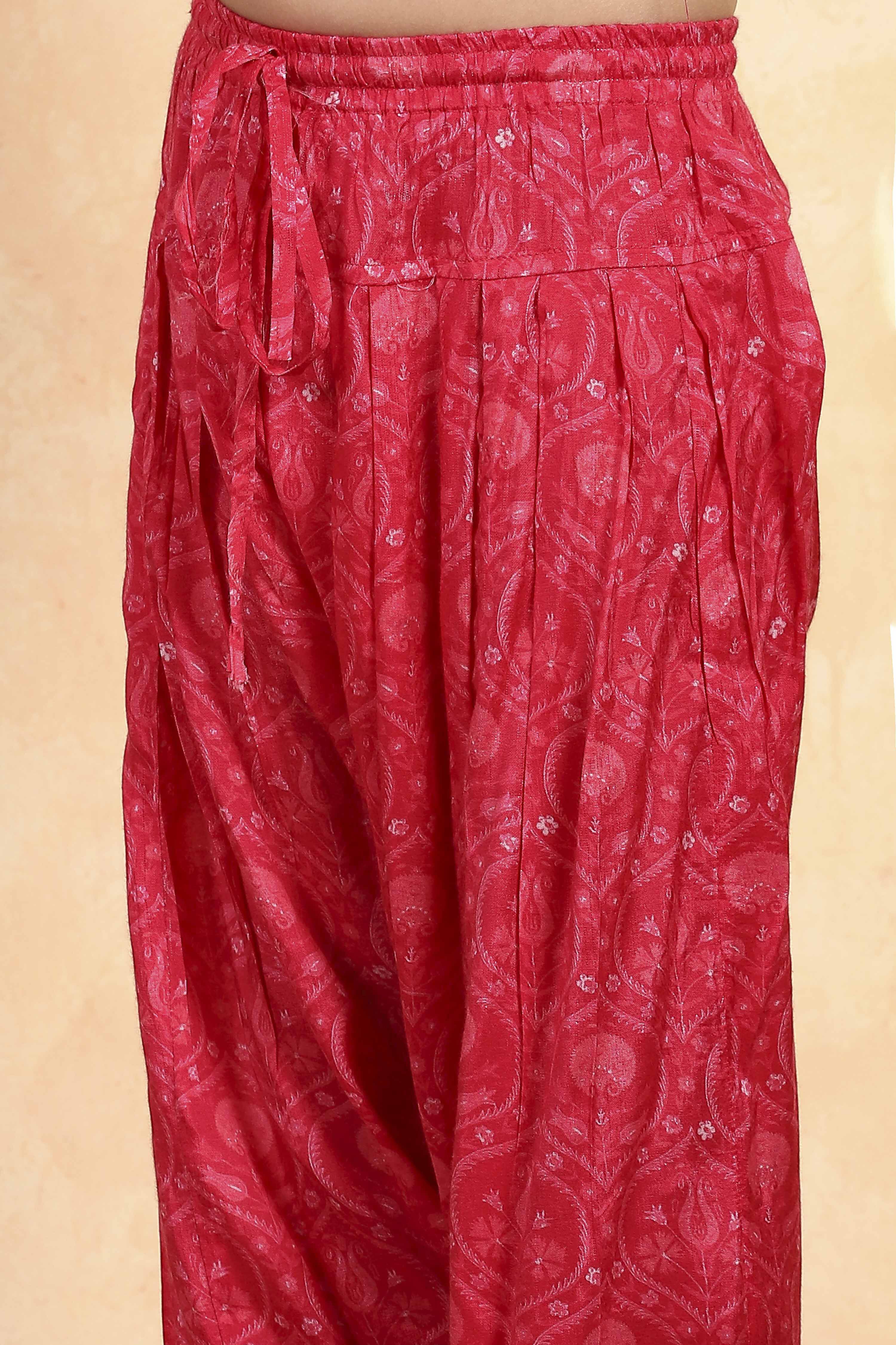 Pink Cotton Blend Printed Straight Suit Set image number 2