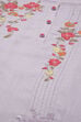 Lavender Linen Machine Embroidered Unstitched Suit Set image number 15