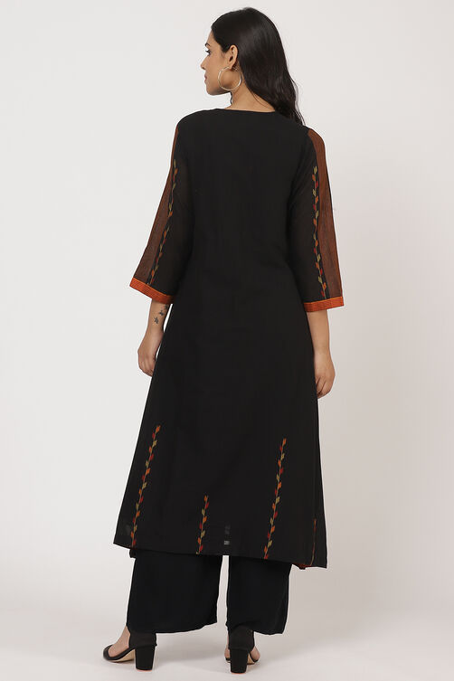 Red Cotton A-Line Yarndyed Kurta image number 5