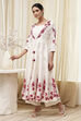 Off-White and Red Anarkali Fusion Set image number 3