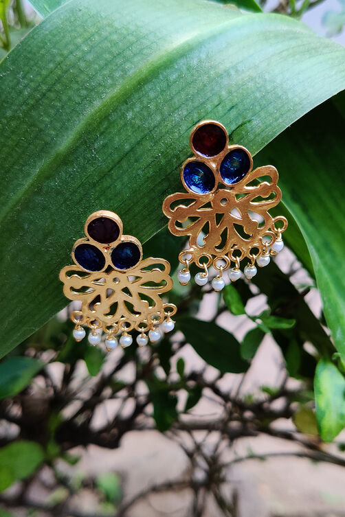 Red And Blue Enamel Studs image number 0