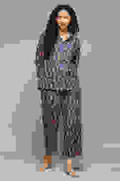 Navy Cotton Printed 2 Piece Sleepwear Set image number 6