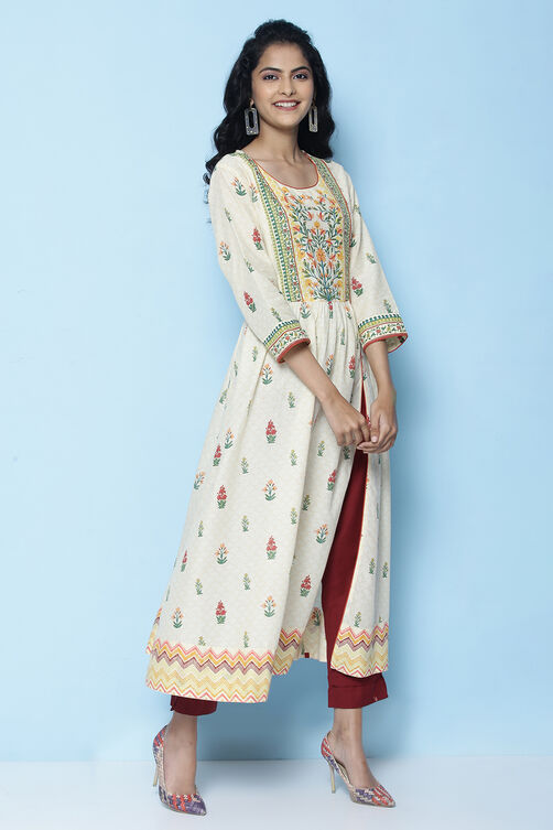 Navy Cotton Printed Kurta image number 2