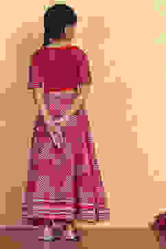 Red Poly Chanderi Printed Lehenga Set image number 4