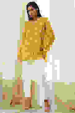 Mustard Yellow Printed Straight Shirt image number 0