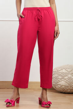 Fuschia Cotton Solid Pant image number 4