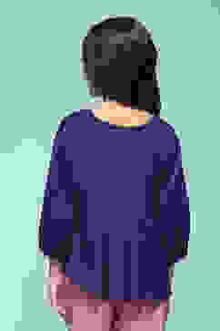 Blue Viscose A-Line Solid Top image number 4