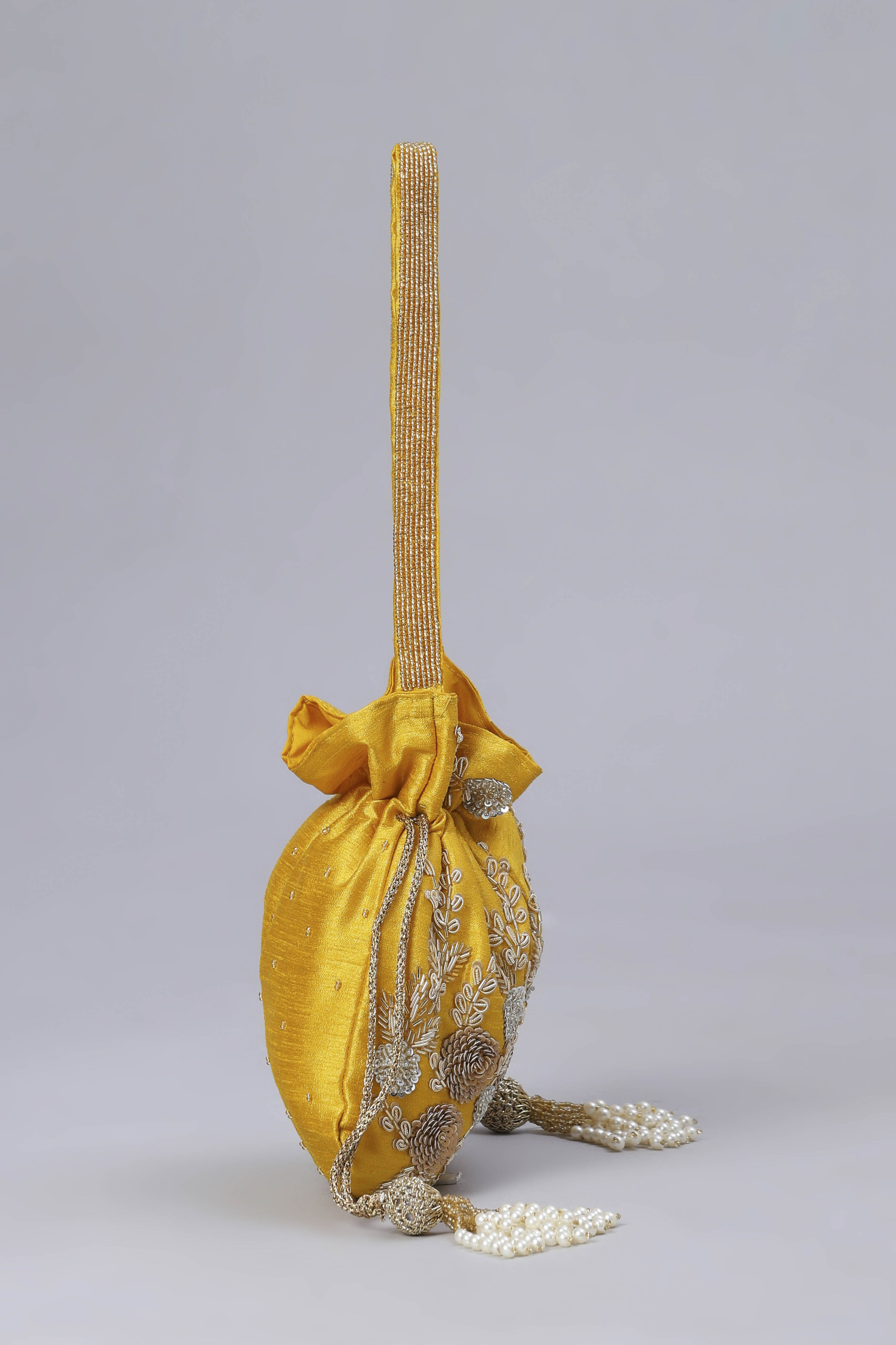 Mustard Fabric Potli Bag image number 4