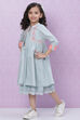 Powder Blue Flared Viscose And Spandex Dress image number 3