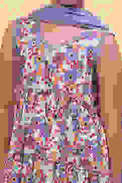 Lavender Pure Cotton Floral Printed Tiered Suit Set image number 1