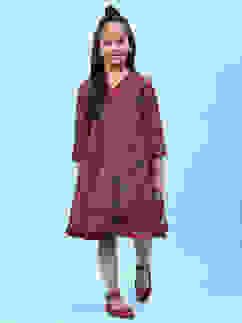 Green & Maroon Silk Front Open Printed Dress image number 5