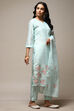 Turquoise Linen Digital Print Unstitched Suit Set image number 7