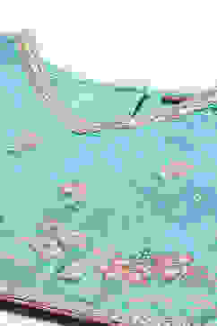 Turquoise Polyester Short Kurta Printed Lehenga Set image number 1