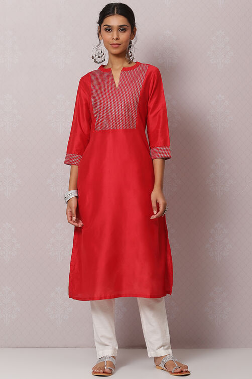 Yellow Straight Nylon Viscose Kurta image number 0