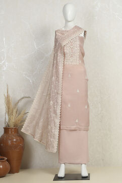 Baby Pink Cotton Embroidered Unstitched Suit Set image number 4