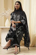 Black Cotton Blend A Line Suit Set
