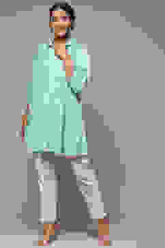 Sky Blue LIVA Printed Shirt image number 0