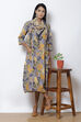 Lavender Straight Cotton Flax Printed Kurta image number 5