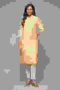 Yellow Viscose Straight Printed Kurta image number 1