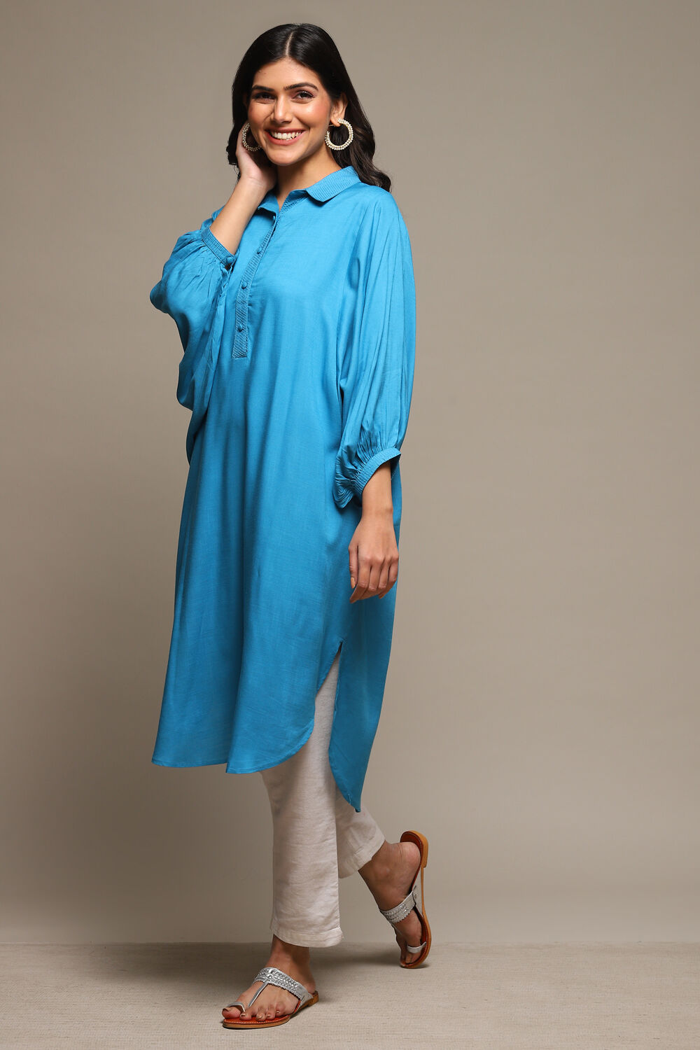 Pink Rayon Straight Printed Kurta image number 2