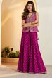 Purple Viscose Rayon Embroidered Fusion Set