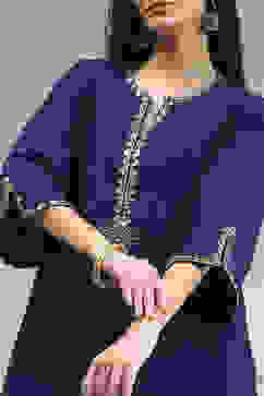 Indigo Blue Dyed Straight Kurta Set image number 1