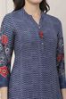 Indigo Blue Floral Printed Straight Kurta image number 1